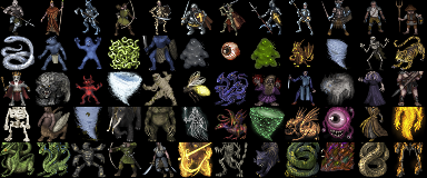 Monster sprites from the Shockbolt tileset