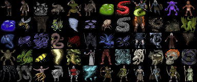 Monster sprites from the Shockbolt tileset