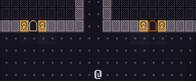 The town of Hauberk in the game's own glyphs
