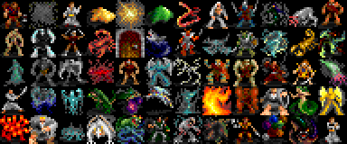 Monster sprites from Adam Bolt's 16×16 tileset