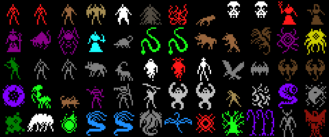 Monster sprites from Infra Arcana's own tiles