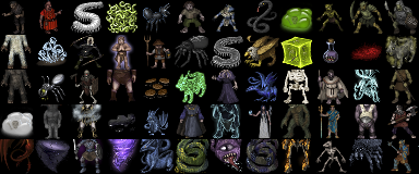 Monster sprites from the Shockbolt tileset
