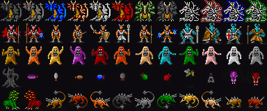 Monster sprites from Quickband's 32×32 tileset