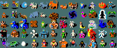 Monster sprites from SLASH'EM's own 16×16 tileset