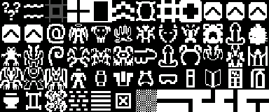 Monsters and items from The Slimy Lichmummy's own tile set