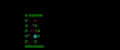 The game's Map, Attributes and Seen windows in text mode