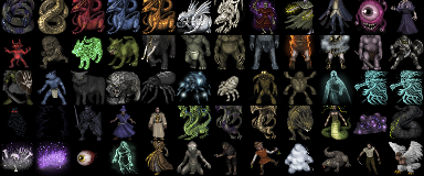 Monster sprites from the Shockbolt tileset