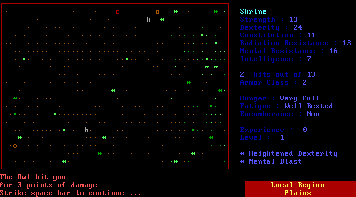 Fighting an owl in a local region