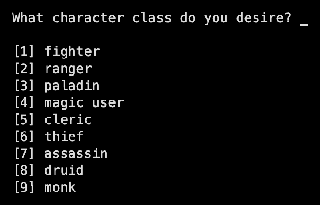 Choosing one of nine classes