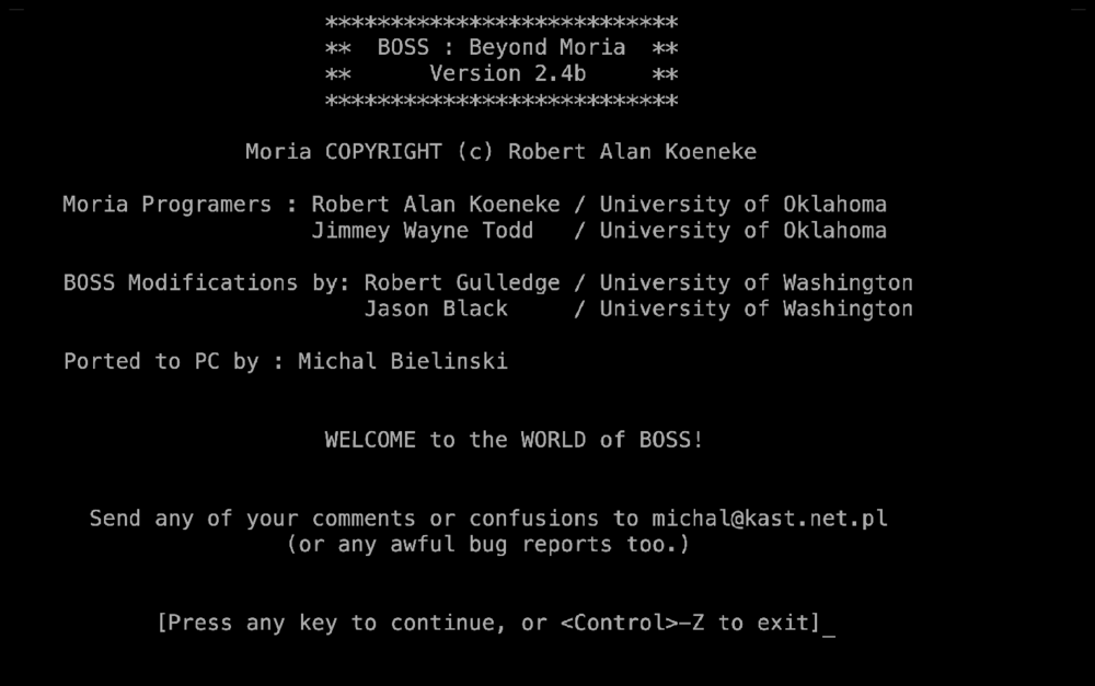 BOSS title screen