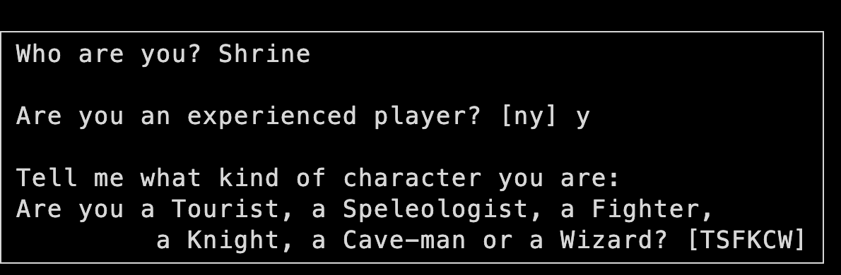 Character creation: Who are you? Are you an experienced player? What kind of character are you?