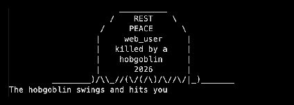 The Rogue tombstone: Rest in peace, killed by a hobgoblin