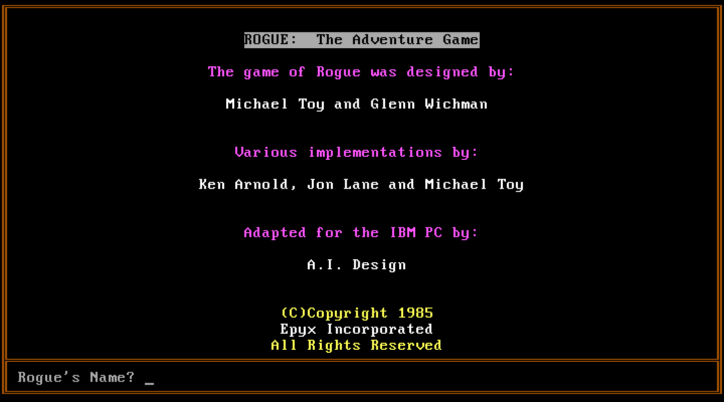 The credits title screen